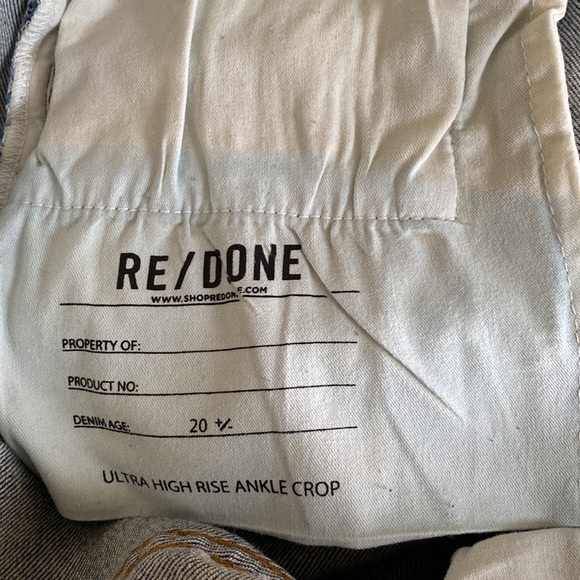 New with tags RE/DONE original high rise ankle crop jeans button fly - Picture 5 of 5